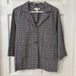 Plaid Blazer Academia Career Casual Lightweight Boxy M WALKING ON SUNSHINE Gray Size M Photo 0