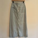ZARA TRF Mid Waist Long Denim Maxi Midi Skirt Size Small Light Wash Front Slit Photo 3