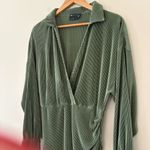 ASOS  Women's Plisse Wrap Midi Dress Collared with Blouson sleeves Green Size 10 Photo 11