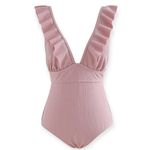 Chicwish CHIC-WISH Deep-V Lace-Up Ruffle One-Piece Swimsuit Photo 5