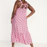 Old Navy  Block print maxi dress ruffle drop hem swing floral sleeveless bow tie Photo 7