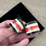 St. John Vintage 80’s  red/blue/white Enamel Clip On Earrings “rare” Photo 0
