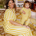 Katie Kime Retro Stripe Citrus Pajama Pants Set Yellow Stripe Small Photo 0