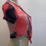 U.O. Size Small Neon Mesh Front Knot Design Crop Top.Made in USA. New Black Photo 2