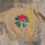Source Unknown USA Festive Tan Sweater with Green and Red Accents Photo 4