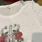 Truly Madly Deeply White Intentionally Distressed Gothic Rose T Shirt Size Small Photo 3