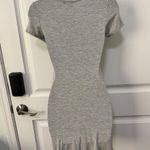 Dee Elly Gray Asymmetric Hem Ruched Side Bodycon Dress Short Sleeve XS Photo 2