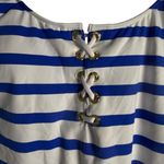 Lauren Ralph Lauren White Blue Port Nautical Striped Lace Up One Piece Swimsuit Size 10 Photo 5