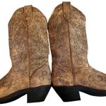 Women’s Distressed Leather Western Snip Toe Pull On Boots, Sz 7.5 Photo 8