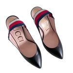 Gucci  NEW‎ Women's Sylvie Web Slingback Black Leather 524645 Heel Stretchy Strap Photo 2