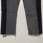 Mango Two Tone Side Panels High Waist Raw Hem Straight Leg Jeans Grey Size 14 Photo 6