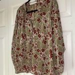 Bishop and Young Anthropologie  Floral Blouse Button Up Shirt Green Red Size Small Photo 4