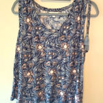 Lucky Brand  blue floral boho tasseled tank size S‎ Photo 0