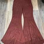 Ryu  Bell Bottom High Waisted Burgundy Red Suede Flare‎ Pants Size Large Bohemian Photo 4