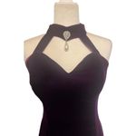Vintage Gothic Velvet Halter Gown Burgundy Velvet Opera Dress with Pearl Choker Photo 3