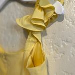 And Now This Ruffled Side‎ Elegant Yellow Midi Dress with Front Slit Medium Photo 6