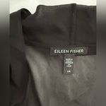 Eileen Fisher High Collar Silk Georgette Sheer Kimono Jacket Size L Black Luxe Photo 2
