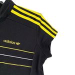 Adidas Vintage 90s RARE  Black Zipper Mini Dress Yellow stripe size small Photo 2