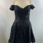 La Femme Off the Shoulder Sequin Homecoming Mini Dress in Black Size 6 NWOT Photo 4