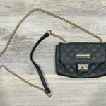 Sag Harbor  Black Quilted Faux Leather Mini Crossbody Bag Purse Gold Chain Strap Photo 0