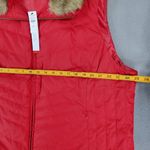 Talbots Red Down Puffer Vest Removable Faux Fur Collar PLUS 3x Pockets Quilted Photo 6