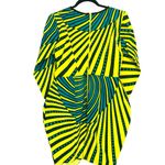 Asymmetrical African Print Yellow & Blue Long Sleeve Dress with Front Cutout Size M Photo 3