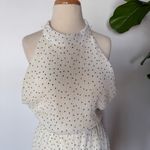 Lulus || Subtle Sophistication Cream Polka Dot Halter Jumpsuit Black Size M Photo 3