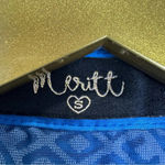 Y2K Meritt Velvet Burnout Satin Button Up Top Small Paisley Blue Long Sleeve VTG Photo 5