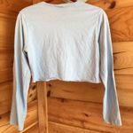 Spirit PRICED TO SELL!!! BABY BLUE BLOCK ISLAND BEACHY SPELL-OUT GRAPHIC LONG SLEEVE CROP TOP Photo 3