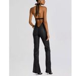 Retrofête Cynthia Jumpsuit Black Coated Flared Leg Retro Revolve Women’s Size S Photo 3