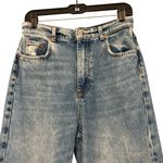 ZARA  High Waisted Wide Leg Raw Hem Ripped Knee Jeans, Sz 6 Photo 4
