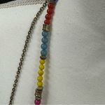 Colorful Plastic Bead & Gold Tone Two Chain Necklace Yellow Photo 4