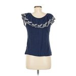 Anthropologie Moulinette Soeurs Embroidered Nautical Navy Sz Medium Top Photo 4