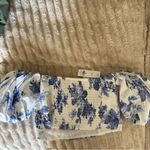 Abercrombie & Fitch Abercrombie Poplin Off the Shoulder Blue Floral Puff Sleeve Top NWT Size S Photo 2
