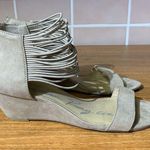 American Rag Strappy Suede Wedge Sandals Boho Fringe Tassel Ankle Zip Womens 9.5 Photo 1