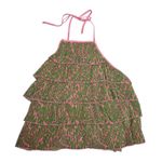 Trina Turk Womens Large Petal Print Plissé Ruffle Halter Top in Pink Dawn NEW Photo 1