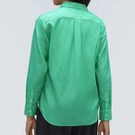 Everlane  Button Down Cotton Oversized Pinstripe Shirt Mint Green Size 6 Photo 7