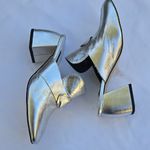 Mango Metallic Silver Mules Photo 4