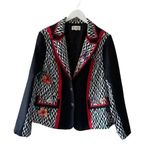 L'ATISTE  Black Ref Floral Blazer Collared neckline Long sleeves SZ 1X #2210 Photo 1