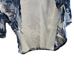 Alfred Dunner Petite ALFRED DUNNER Floral V Neck Top Sz 14 Petite Blue White Lined Beaded 3/4 Sleeve Photo 3