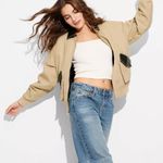 NWT WILD FABLE Women's Canvas & Faux Leather Bomber Jacket Sz XS ✨ Photo 0