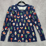 Hanna Andersson Blue Christmas Holiday Ornament Printed Long Sleeve Top Medium Photo 0