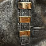 B Makowsky B. Makowsky Black Leather Handbag with Silver Hardware Photo 4