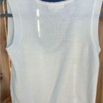 No Comment White Cable Knit Sweater Vest with Navy Trim  size medium Photo 4