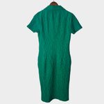 Anthropologie Green Textured Short Sleeve Button Front Midi Dress Small Photo 5