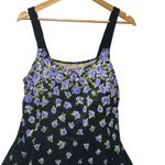 It Figures Womens 22W One Piece Swim Dress Purple Floral Ruched Slimming Tummy Black Photo 2