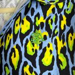 IBKUL GEMMA Periwinkle Multi Leopard Long Sleeve Mock Golf Shirt Size Large Green Photo 8