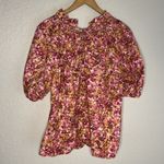 J.Crew Smocked Puff Sleeve Pink Watercolor Blouse BB263 Spring Garden Feminine Photo 1