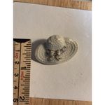 Lenox Ceramic Hat Brooch With Rhinestone Bow Accent White Textured Finish Pinbac Gold Photo 5