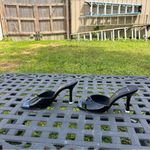 Anthropologie‎ Black Suede Studio Square Toe Heel Size 37 Photo 3